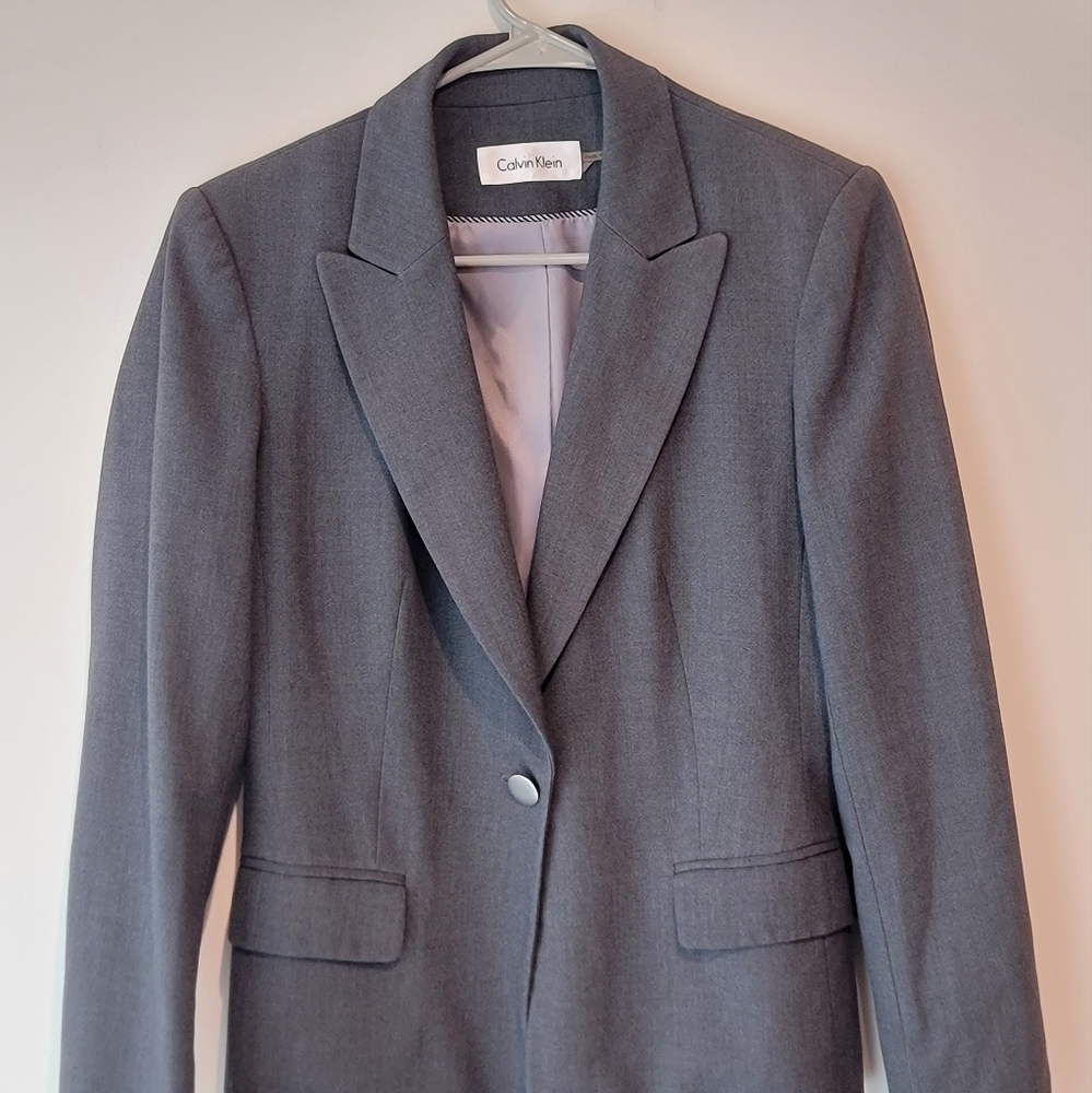 Calvin Klein Women's Charcoal Blazer Formal Jacket Size 4